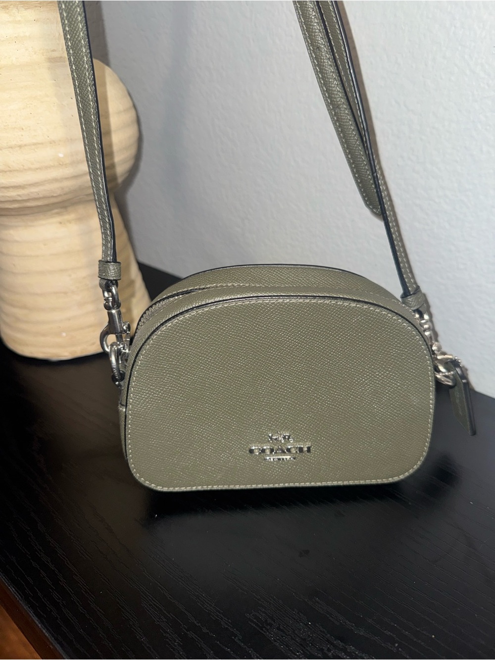 Coach Olive Green Saffiano Leather Crossbody Bag